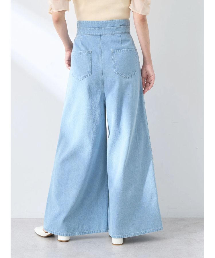 earth music&ecology「ダブルベルトデザインワイドパンツ」|デニム|