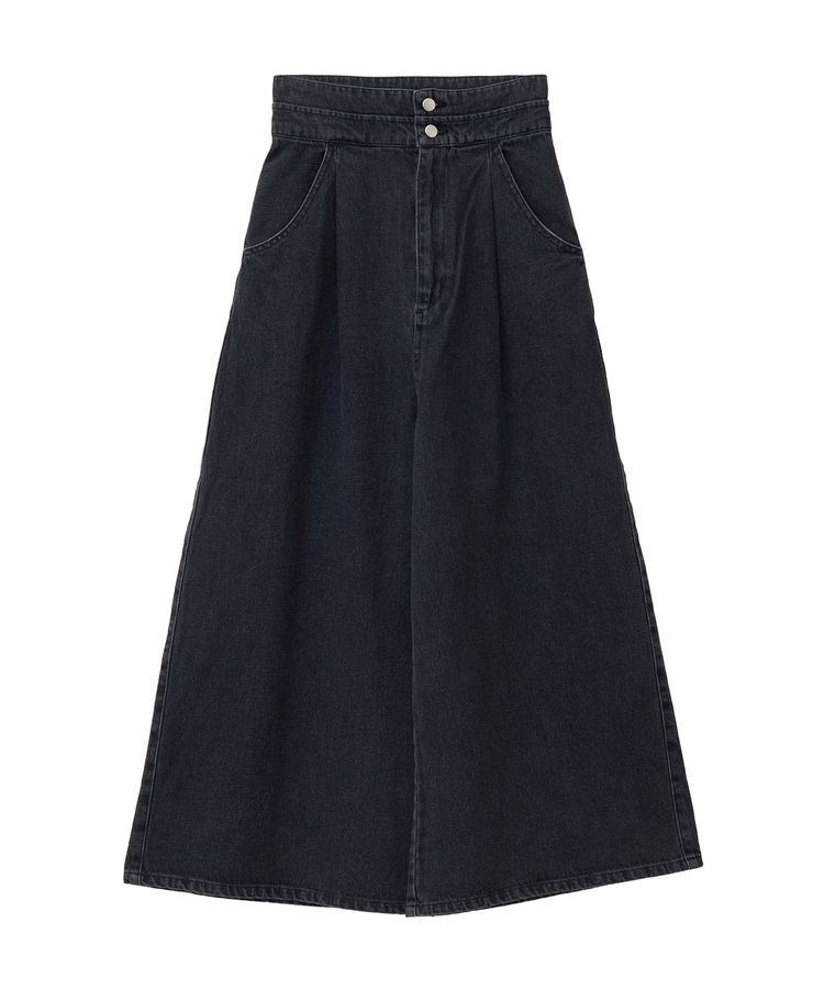 earth music&ecology「ダブルベルトデザインワイドパンツ」|デニム|