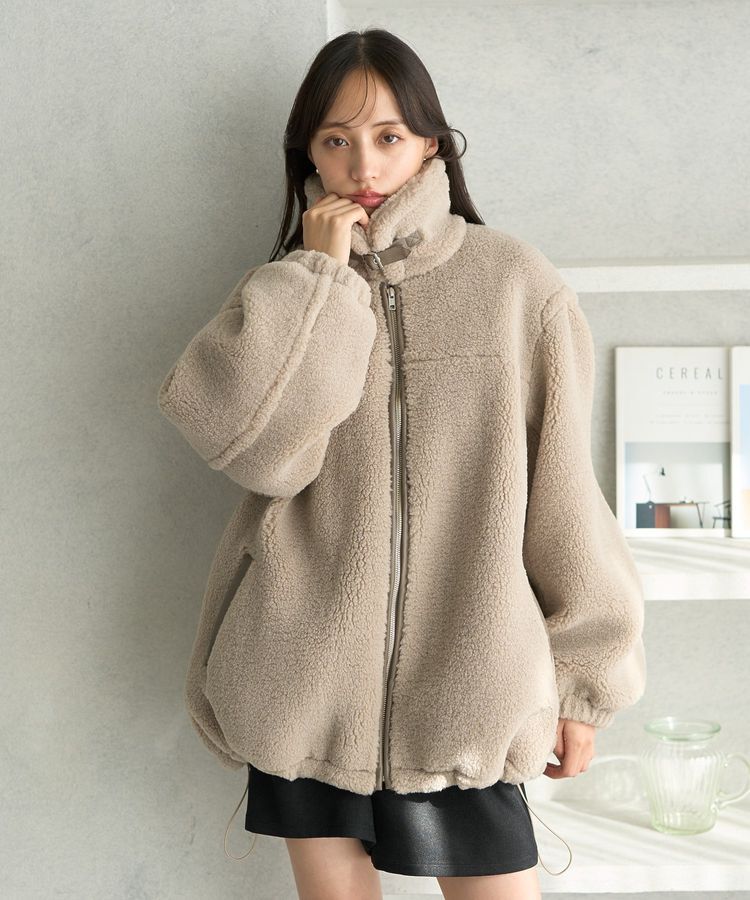 earth music&ecology「ボアルーズブルゾン」|ブルゾン・スタジャン|Gray Beige