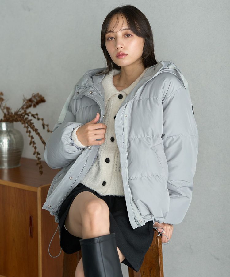 earth music&ecology「格子編み襟付きニットカーディガン」|カーディガン|