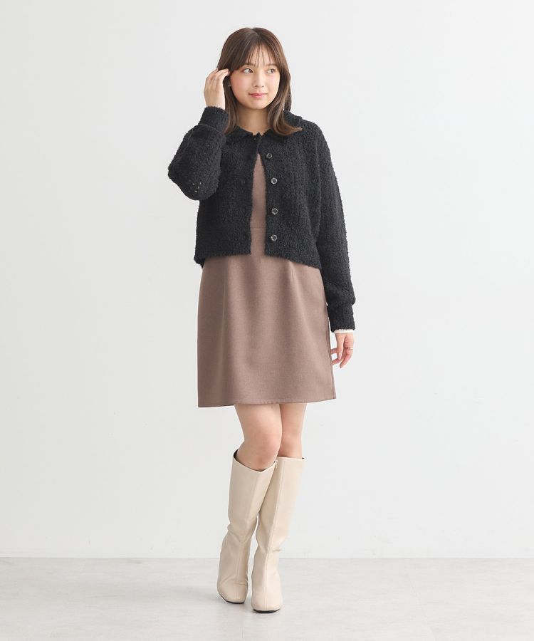 earth music&ecology「格子編み襟付きニットカーディガン」|カーディガン|