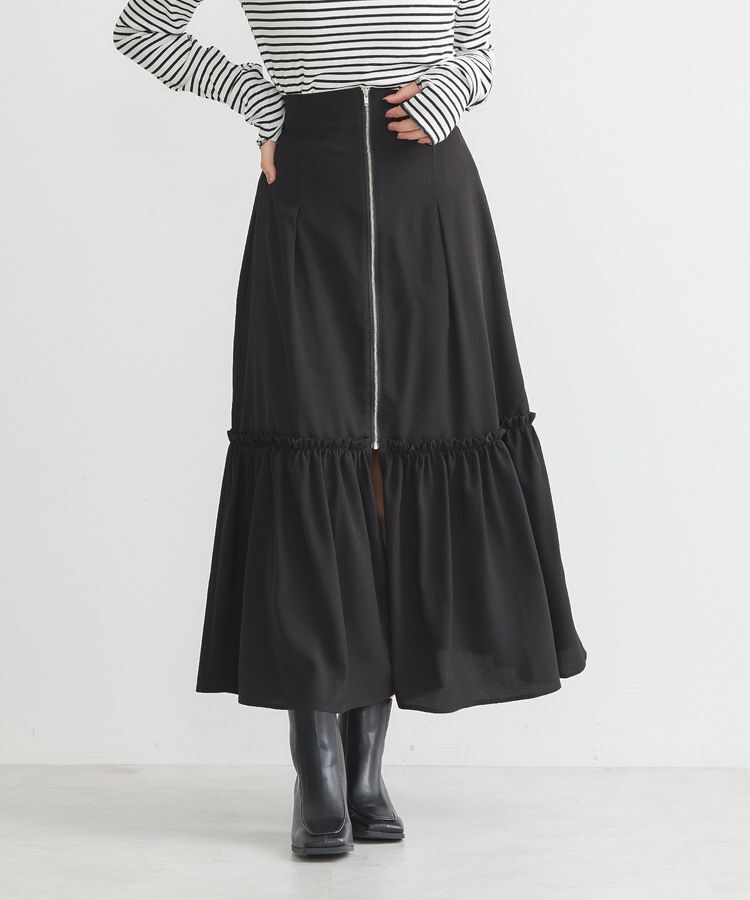 earth music&ecology「フロントZIPティアードスカート」|スカート|