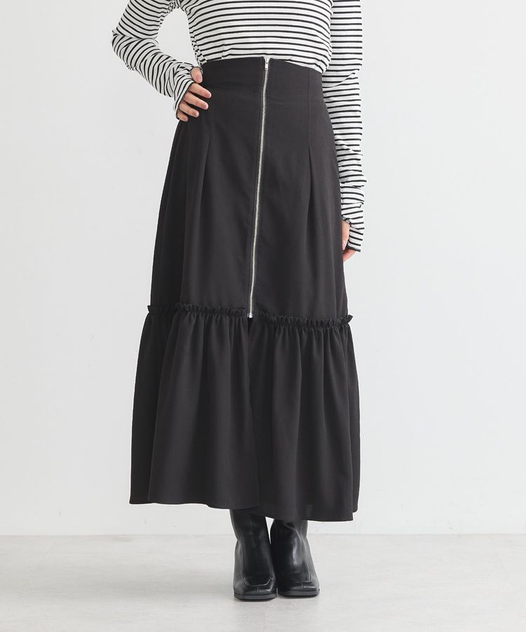 earth music&ecology「フロントZIPティアードスカート」|スカート|