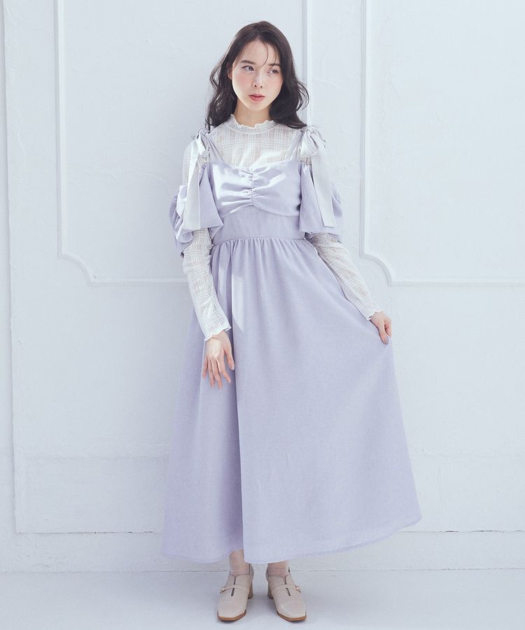 earth music&ecology「リボンショルダーオフショルワンピース」|ワンピース|
