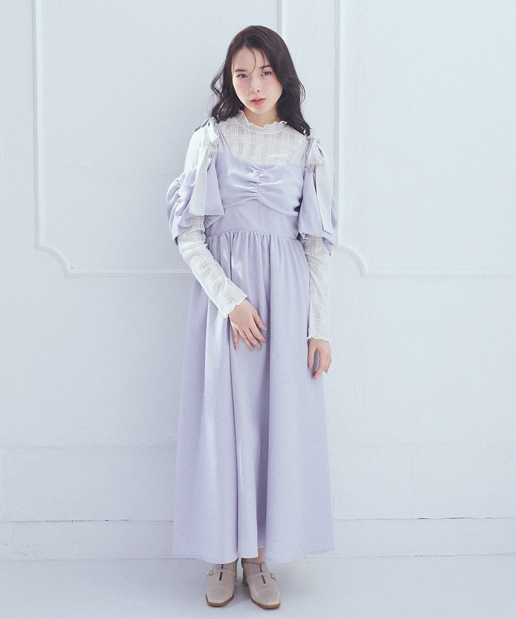 earth music&ecology「リボンショルダーオフショルワンピース」|ワンピース|
