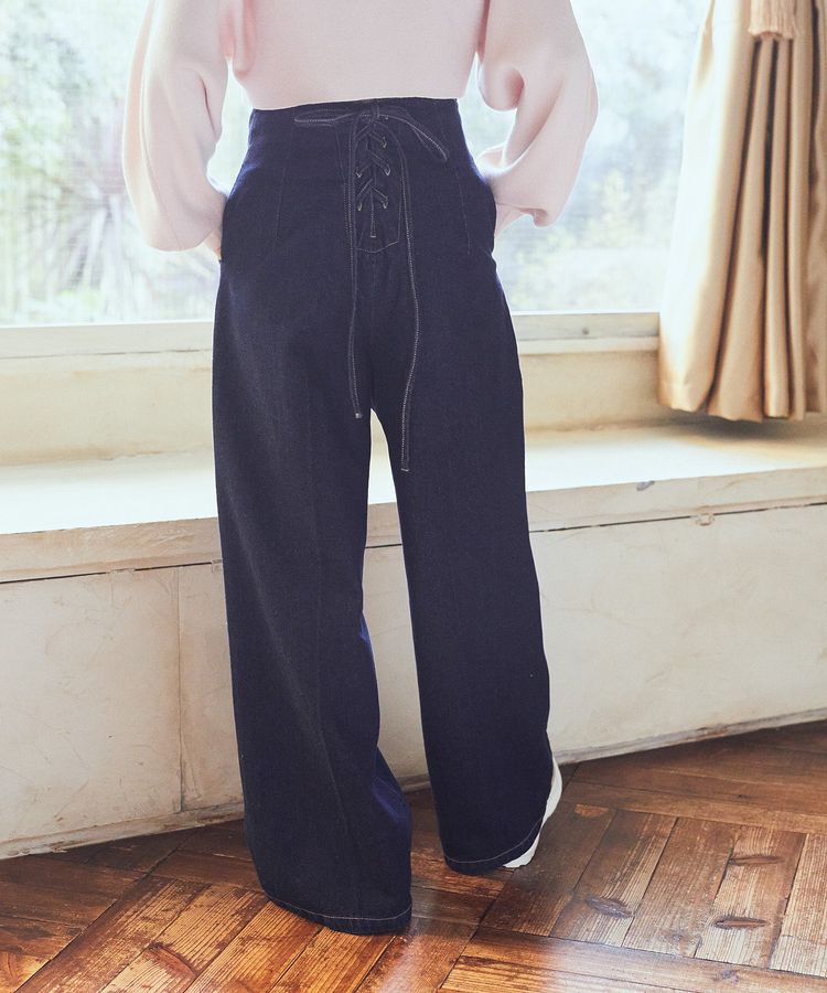earth music&ecology「フロントZIPバックレースアップデニム」|デニム|