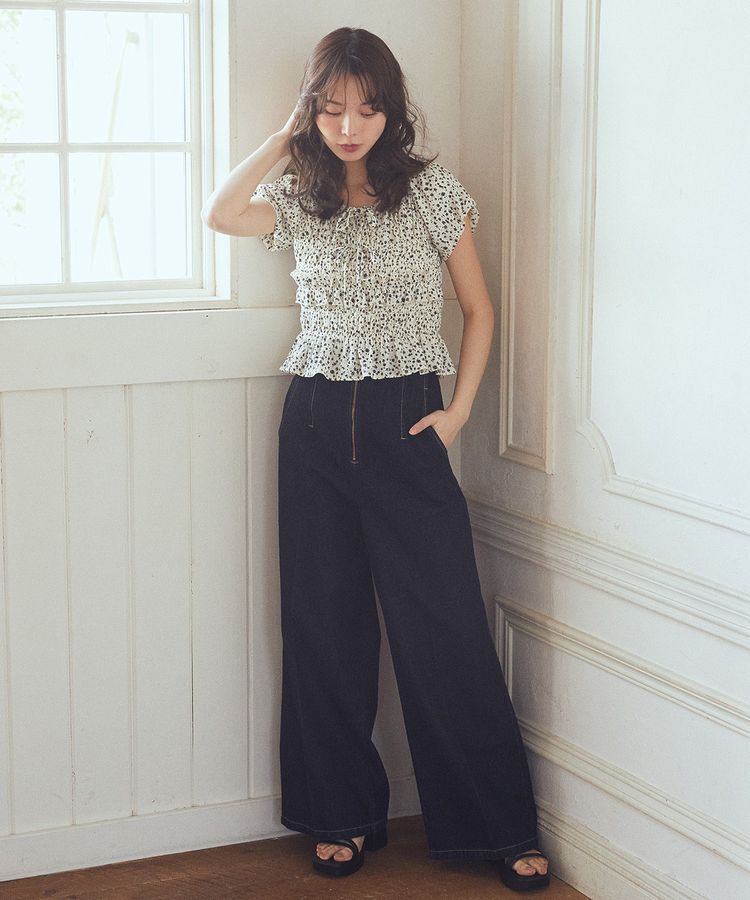 earth music&ecology「フロントZIPバックレースアップデニム」|デニム|