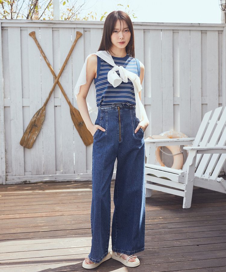 earth music&ecology「フロントZIPバックレースアップデニム」|デニム|