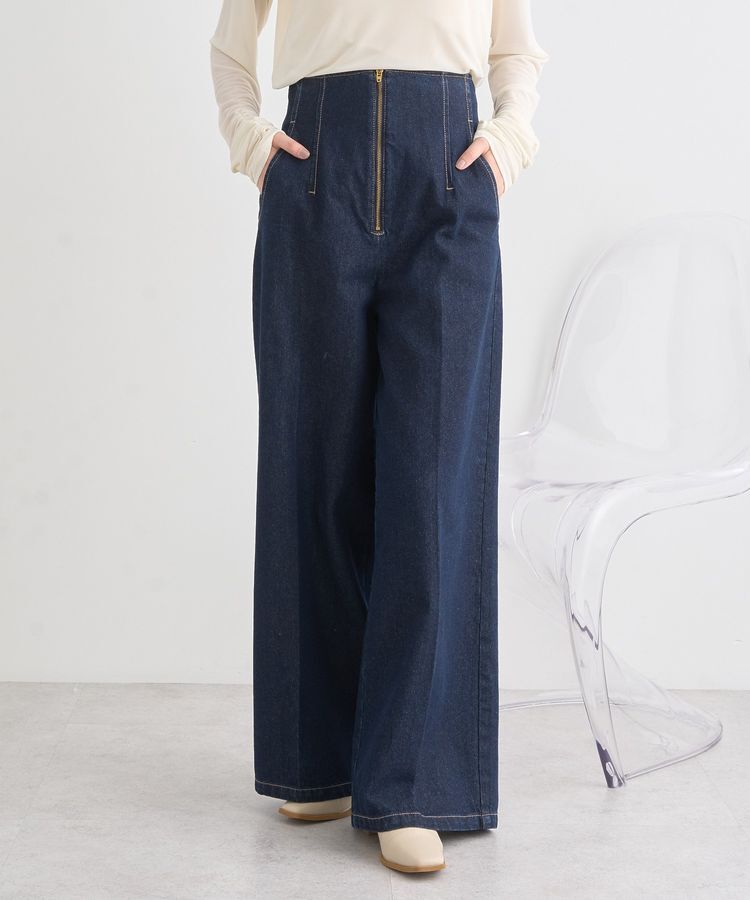 earth music&ecology「フロントZIPバックレースアップデニム」|デニム|