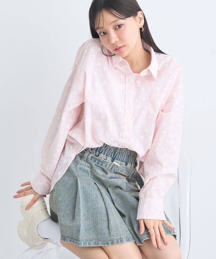 earth music&ecology「フラワーラバープリントシャツ」|シャツ・ブラウス|Pink