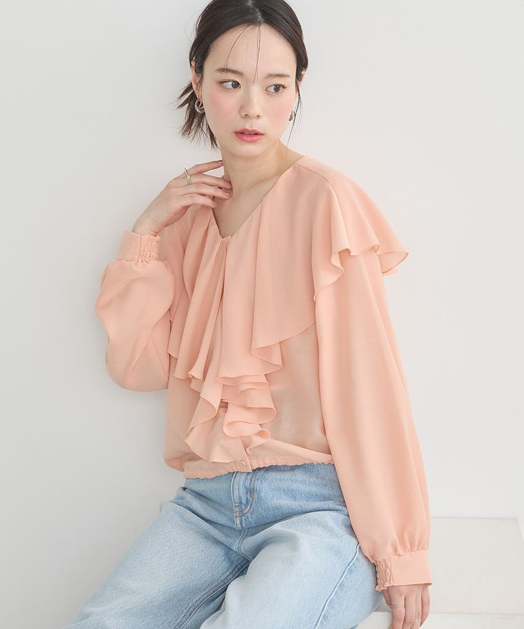 earth music&ecology「シアーラッフルブラウス」|シャツ・ブラウス|Orange