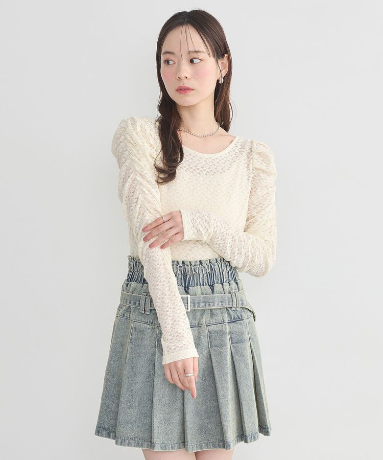 earth music&ecology「ギャザーショルダーカットレースプルオーバー」|Tシャツ・カットソー|