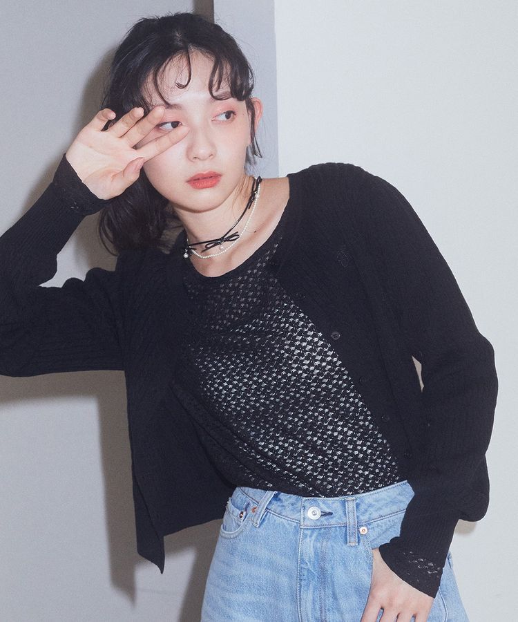 earth music&ecology「ギャザーショルダーカットレースプルオーバー」|Tシャツ・カットソー|