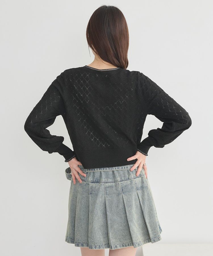 earth music&ecology「シアースカラップ透かし編みカーディガン」|カーディガン|