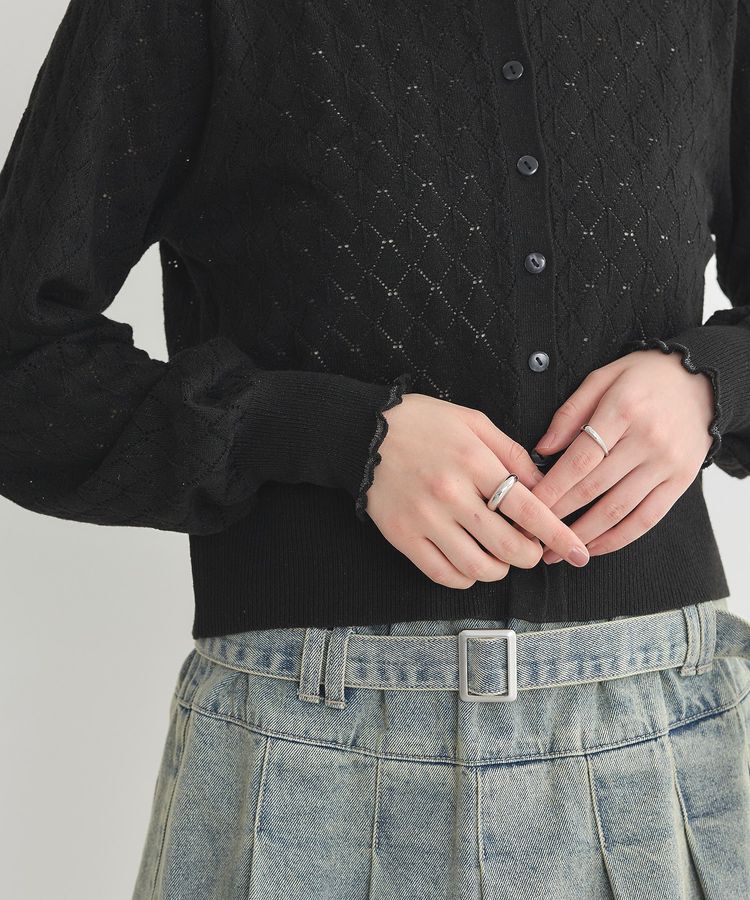 earth music&ecology「シアースカラップ透かし編みカーディガン」|カーディガン|