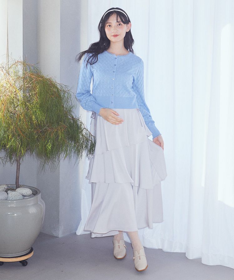 earth music&ecology「シアースカラップ透かし編みカーディガン」|カーディガン|