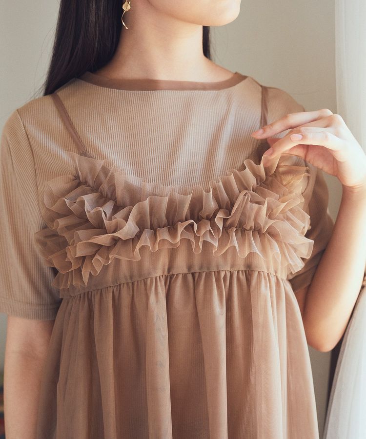 earth music&ecology「SET2点チュールビスチェ＋シアープルオーバー」|Tシャツ・カットソー|