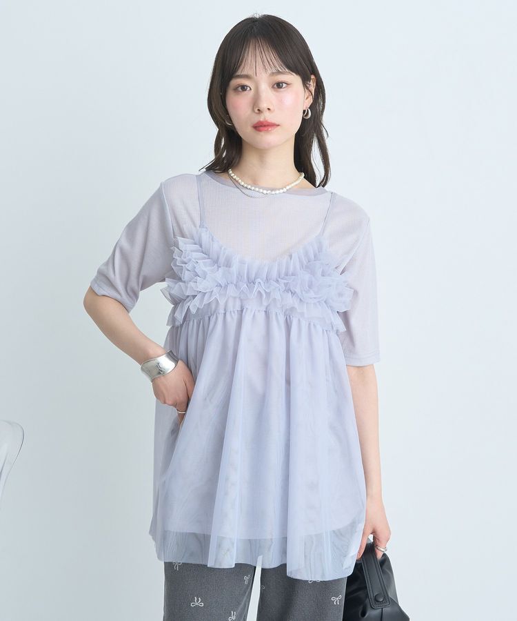 earth music&ecology「SET2点チュールビスチェ＋シアープルオーバー」|Tシャツ・カットソー|