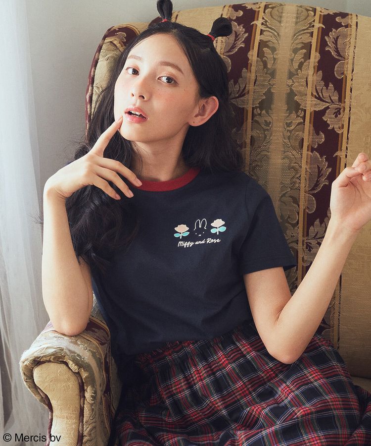 earth music&ecology「miffy/earth Rose ringer Tee」|Tシャツ・カットソー|