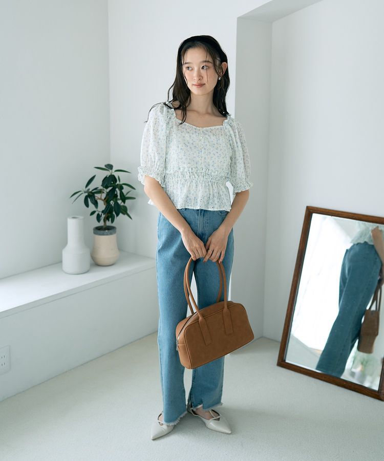 earth music&ecology「ワイドスクエアボストンバッグ」|ハンドバッグ|