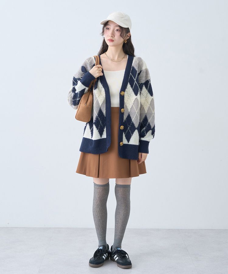 earth music&ecology「ループ編みアーガイルカーディガン」|カーディガン|