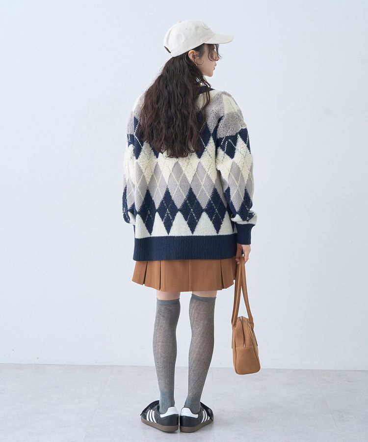 earth music&ecology「ループ編みアーガイルカーディガン」|カーディガン|