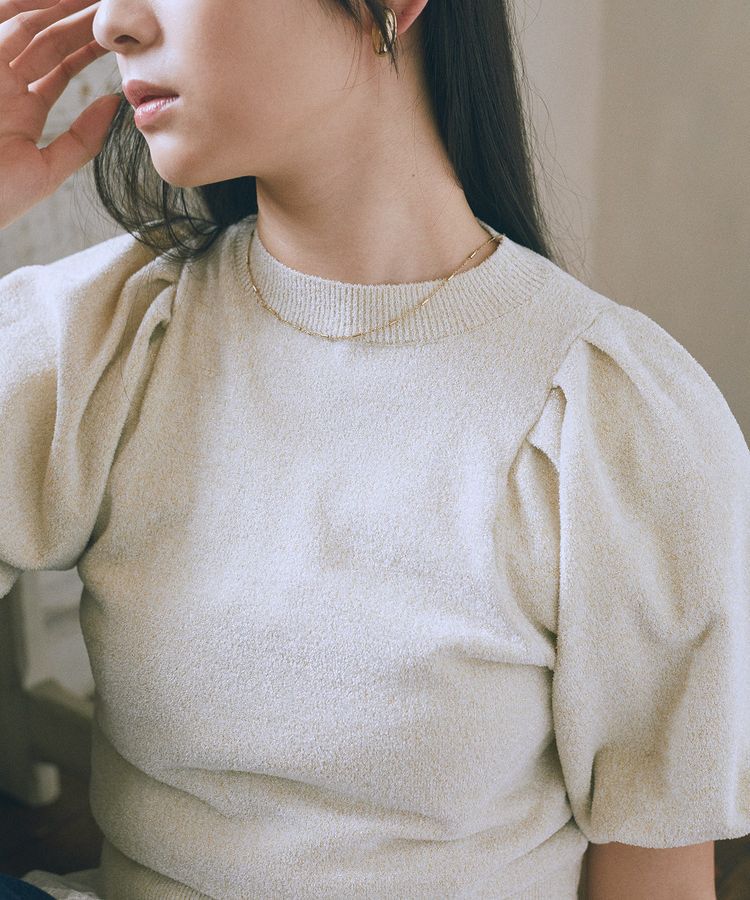 earth music&ecology「ラメモールパフスリニットプルオーバー」|ニット・セーター|