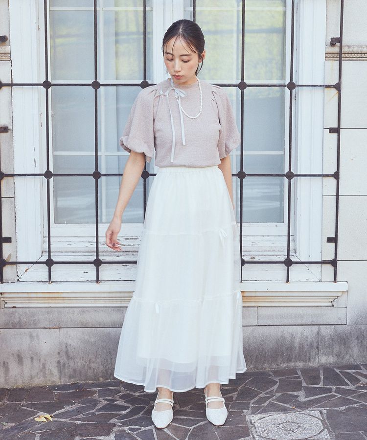 earth music&ecology「ラメモールパフスリニットプルオーバー」|ニット・セーター|