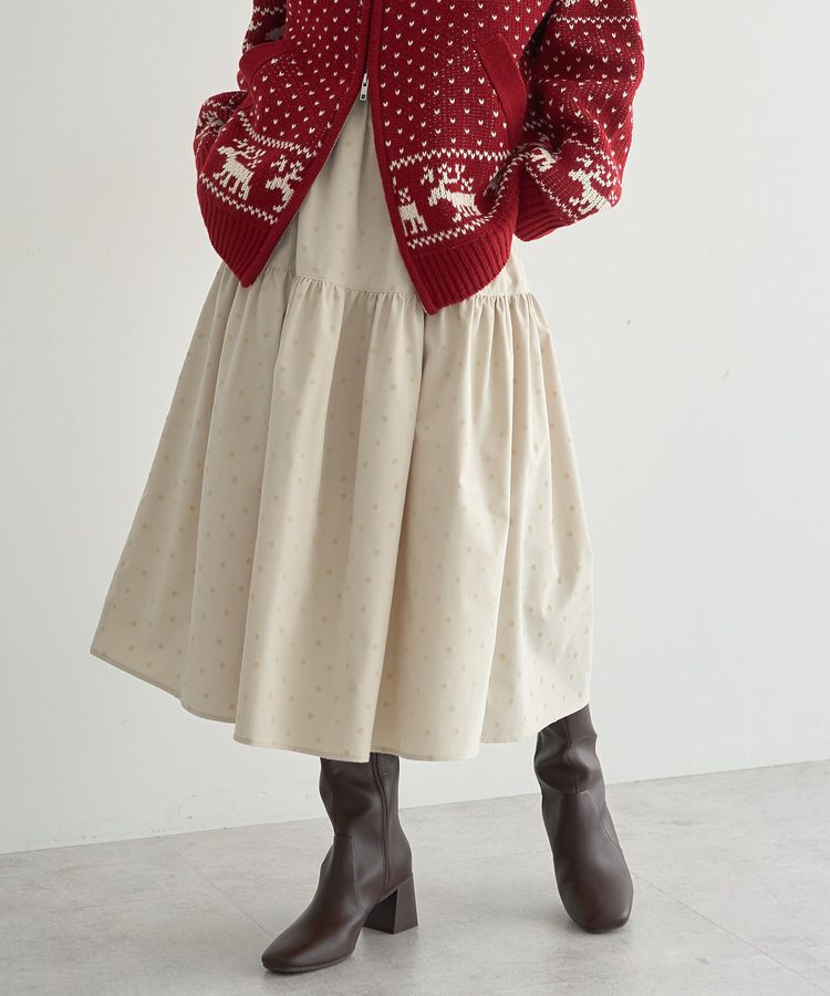 earth music&ecology「ウエストシャーリングティアードスカート」|フレア|