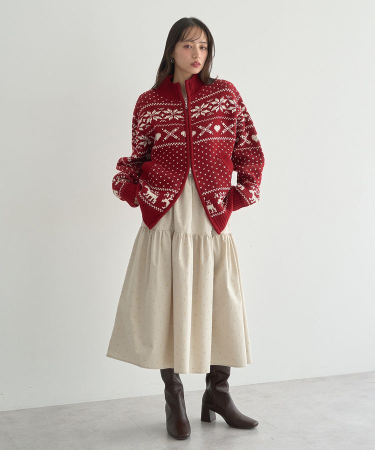 earth music&ecology「ウエストシャーリングティアードスカート」|フレア|