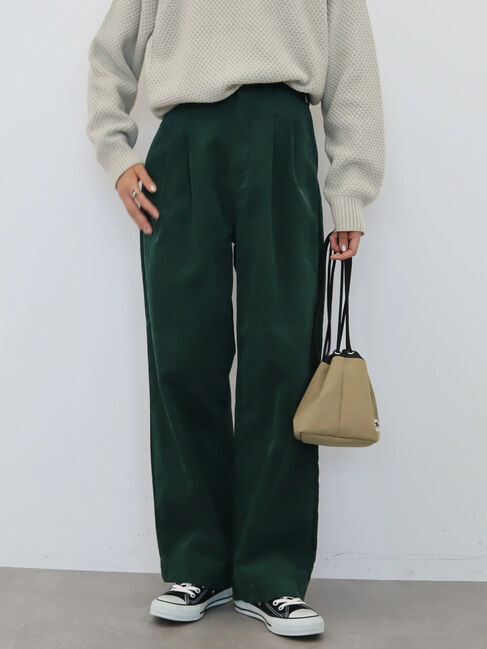  「コーデュロイワイドパンツ」|その他|グリーン