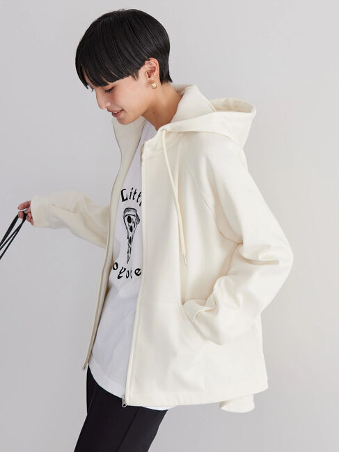  「ポンチバックフレアZIPパーカー」|カーディガン|アイボリー