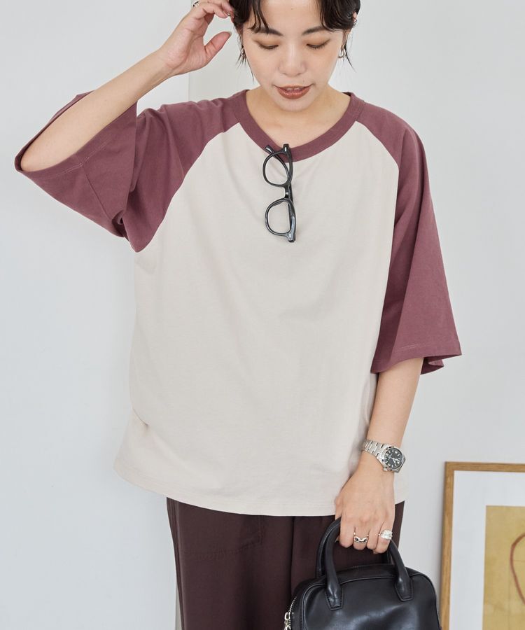 AMERICAN HOLIC「ラグラン配色7分袖プルオーバー」|Tシャツ・カットソー|