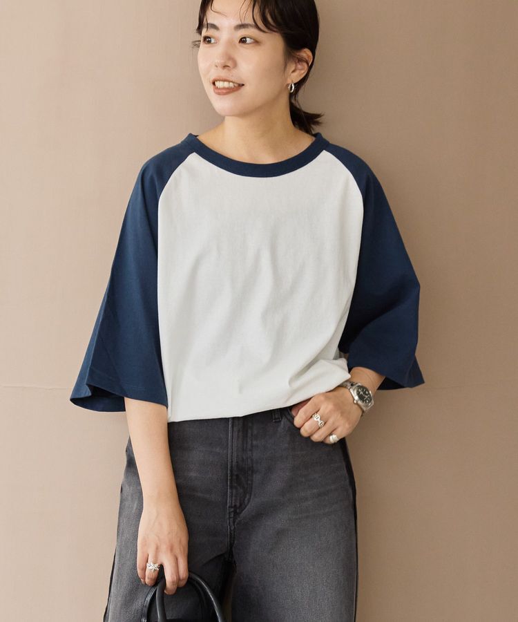 AMERICAN HOLIC「ラグラン配色7分袖プルオーバー」|Tシャツ・カットソー|