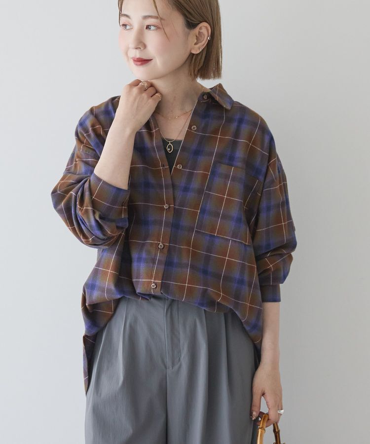 AMERICAN HOLIC「ビエラ起毛チェックシャツ」|シャツ・ブラウス|Purple