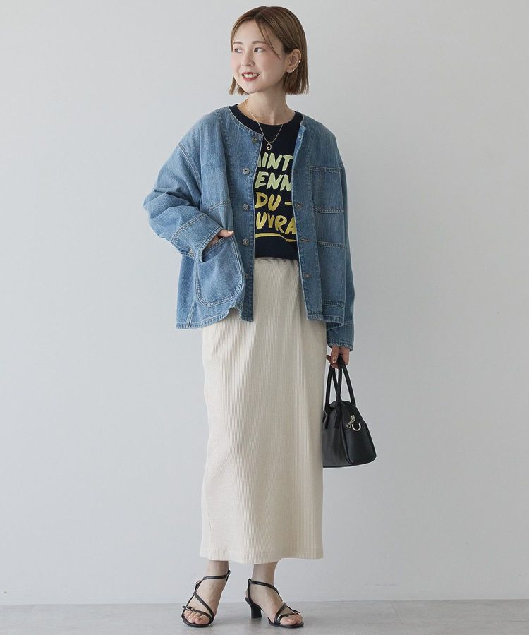 AMERICAN HOLIC「針抜きリブナロースカート」|タイト|