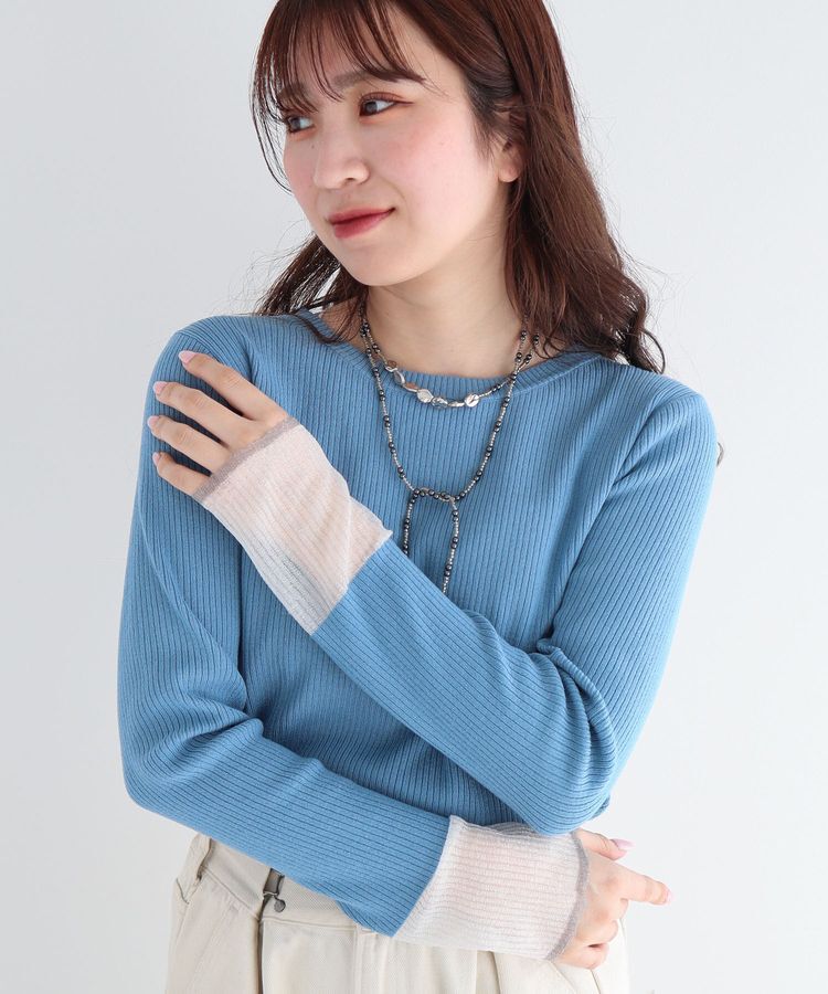 Green Parks「アンチピリング袖シアーリブニットプルオーバー」|ニット・セーター|