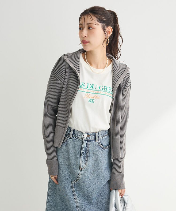 armonia「配色リブZipニットカーディガン」|カーディガン|Gray