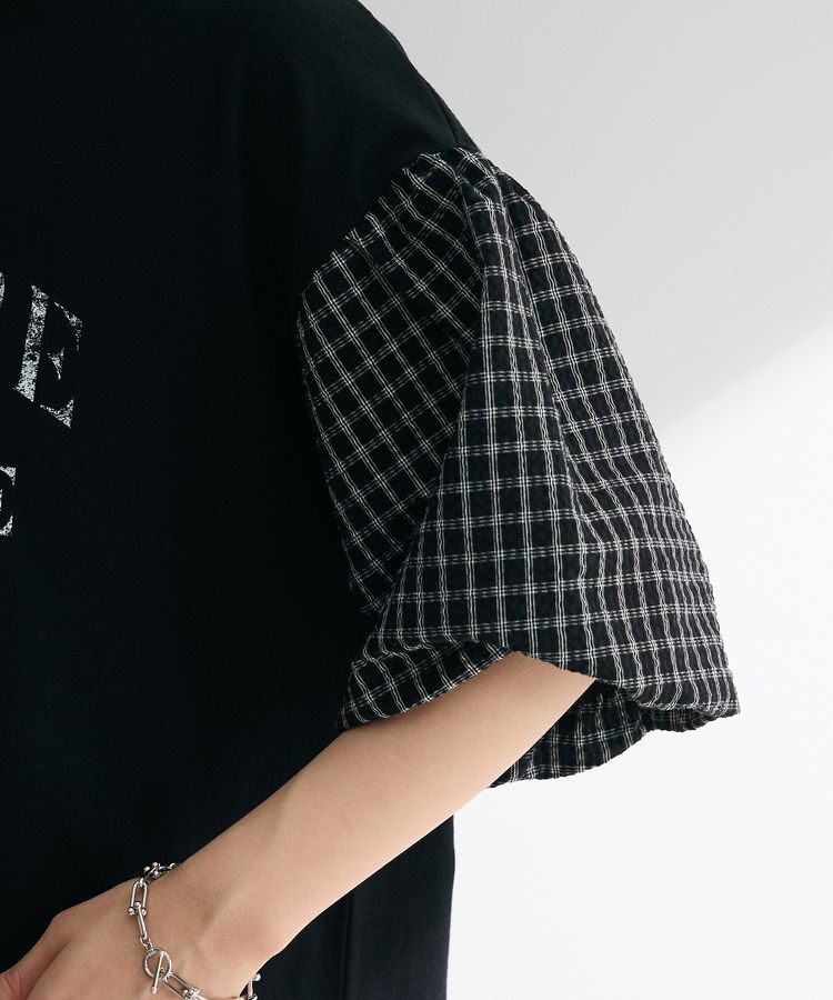 Green Parks「チェックバルーンスリーブロゴチュニック」|チュニック|