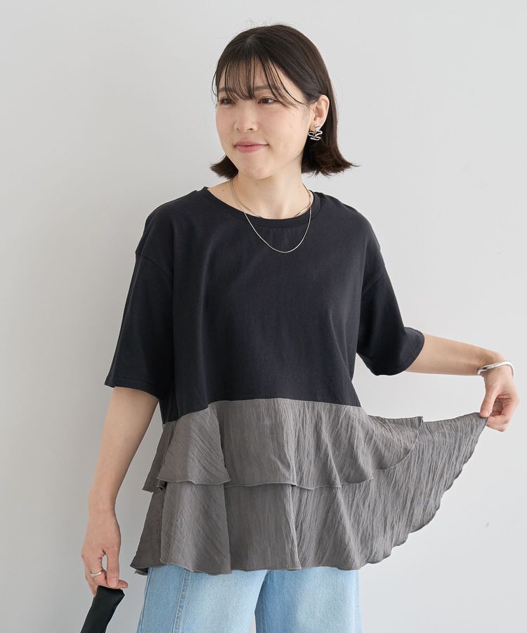 Green Parks「サテンティアードドッキングプルオーバー」|Tシャツ・カットソー|Black