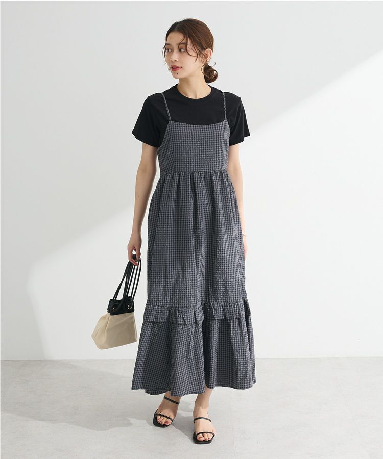 Green Parks「・ELENCARE DUE ギンガムキャミワンピース」|ワンピース|Charcoal Gray