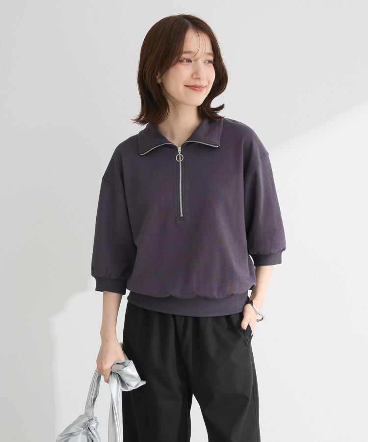 Green Parks「7分袖ハーフZIPプルオーバー」|スウェット・ジャージ|Dark Gray