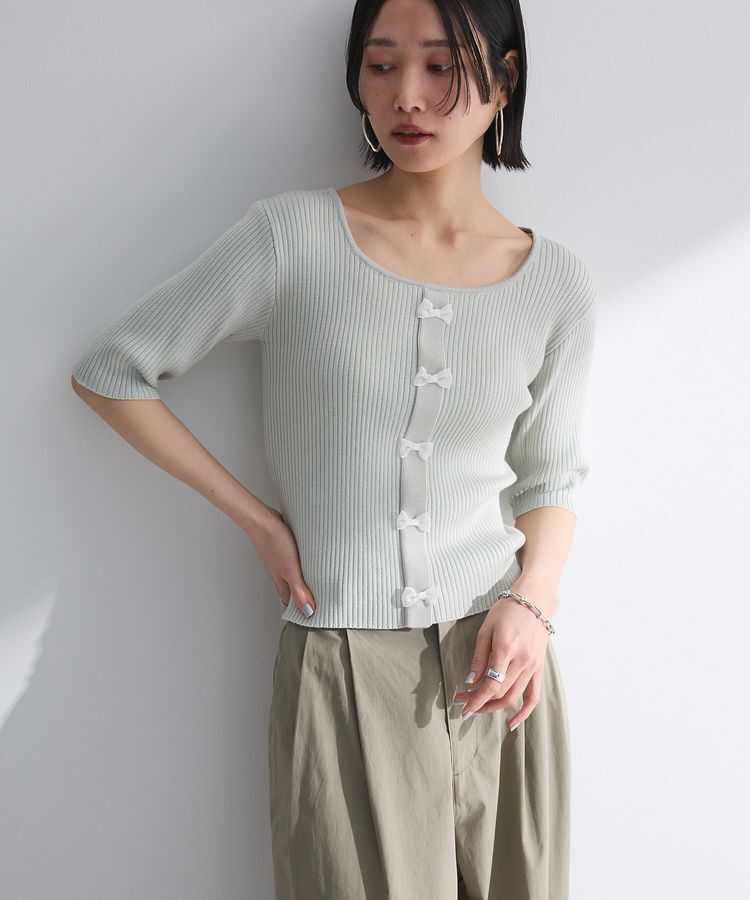 Green Parks「・swing by フロントリボンリブニット」|ニット・セーター|