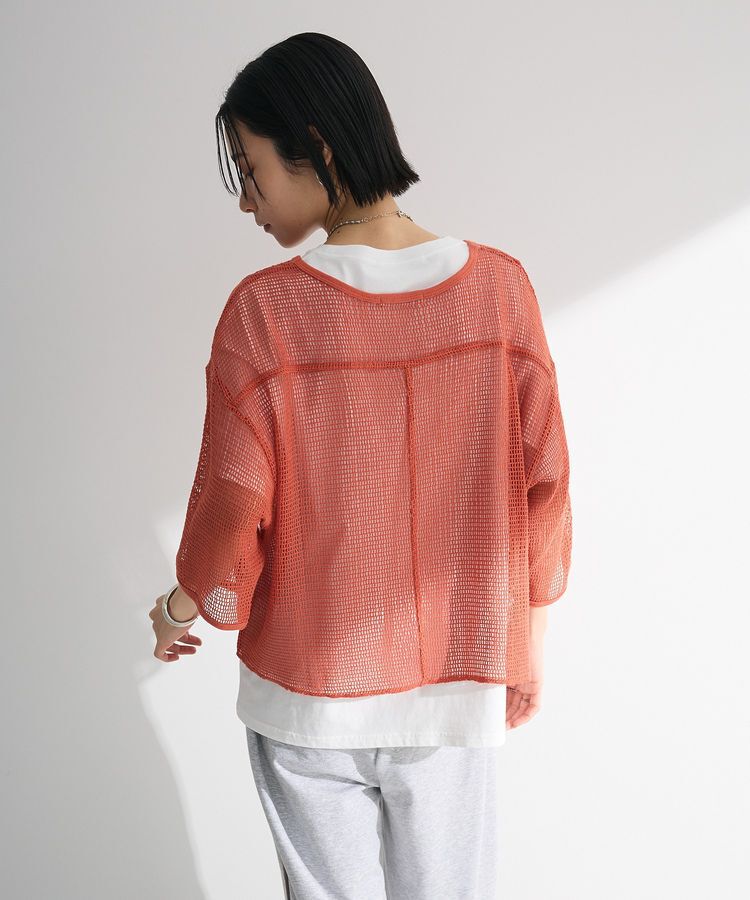 armonia「七分袖コットンメッシュラグラントップス」|Tシャツ・カットソー|