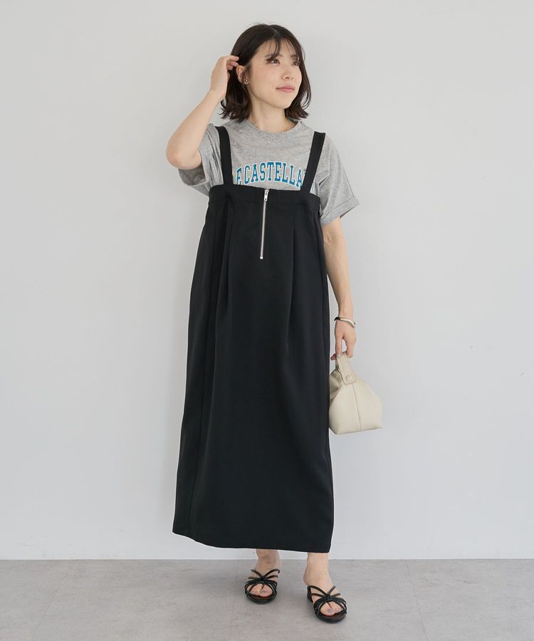 Green Parks「マルチWAYフロントzipサロペットスカート」|スカート|Black