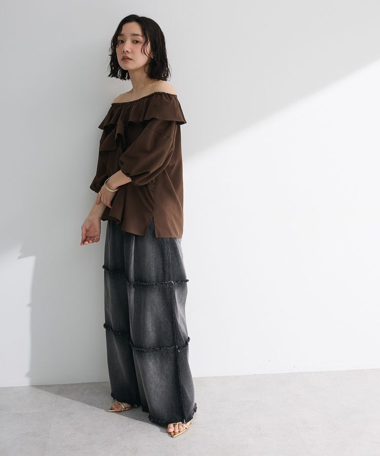 Green Parks「2way フリルショートスリーブブラウス」|シャツ・ブラウス|