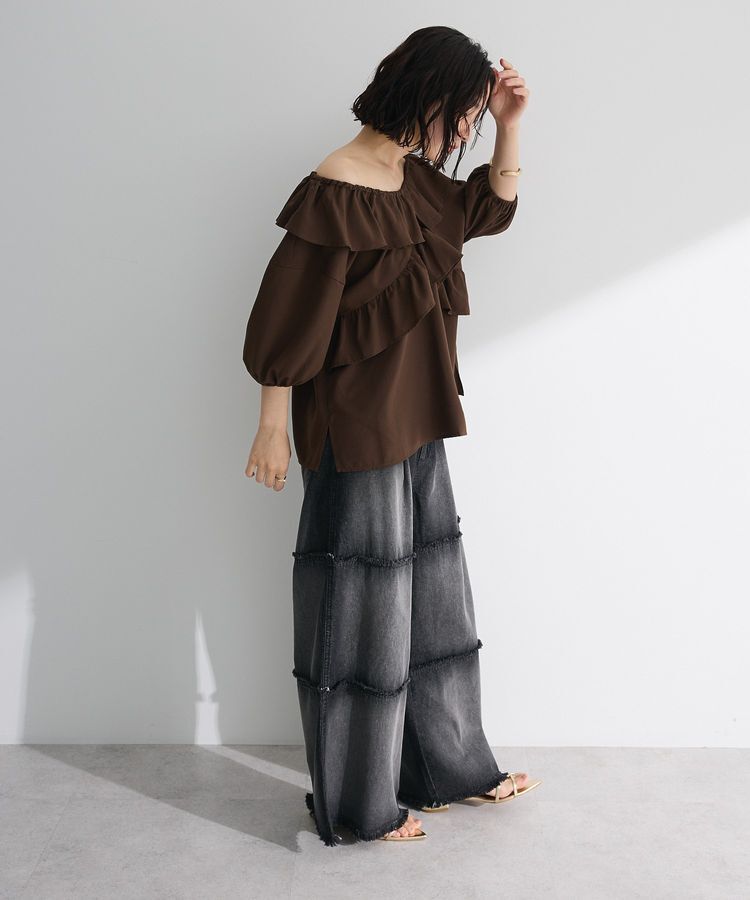 Green Parks「2way フリルショートスリーブブラウス」|シャツ・ブラウス|