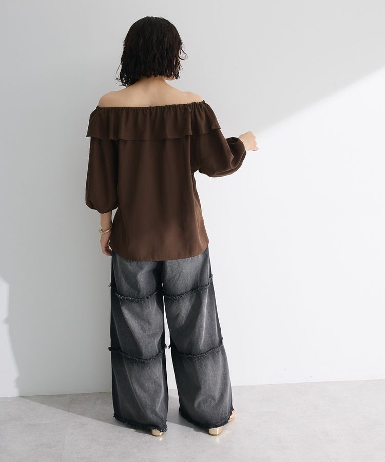 Green Parks「2way フリルショートスリーブブラウス」|シャツ・ブラウス|