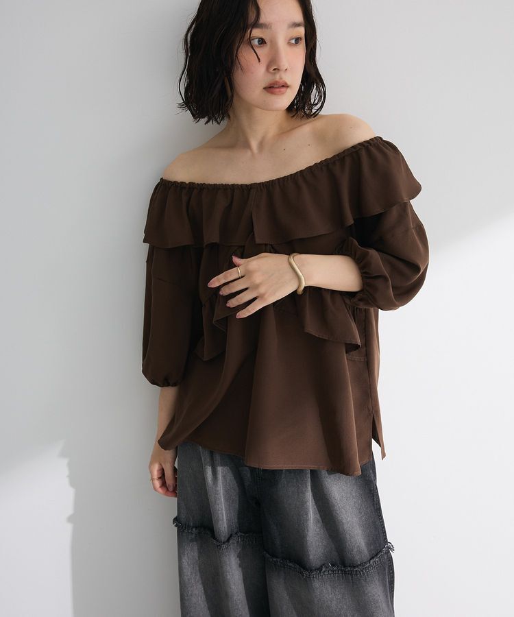 Green Parks「2way フリルショートスリーブブラウス」|シャツ・ブラウス|