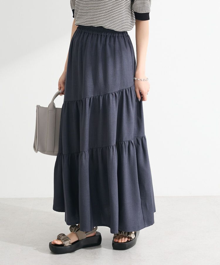 Green Parks「・ELENCARE DUE リネンライクフレアスカート」|フレア|Charcoal Gray